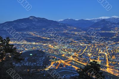 Overview of Trento in night time 