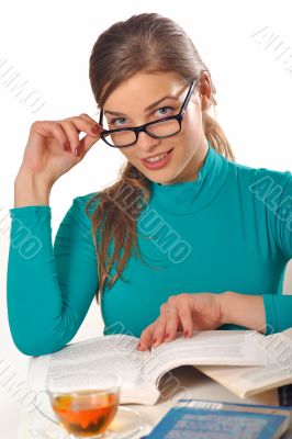 teen girl studying