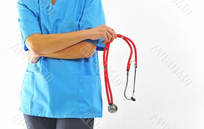 Female doctor holding stethoscope