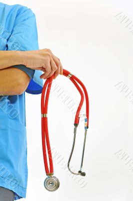 Close-up image of stethoscope and medical uniform