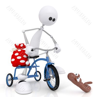 The 3D little man by bicycle.