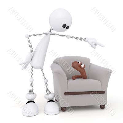The 3D little man became angry.