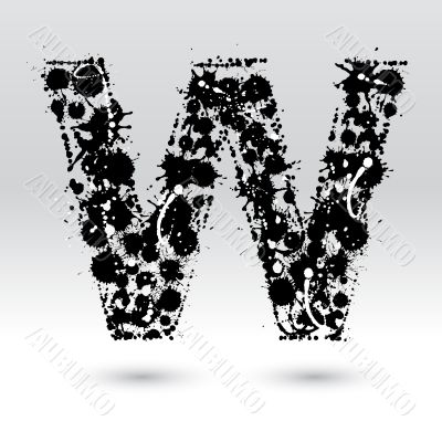 Letter W formed by inkblots