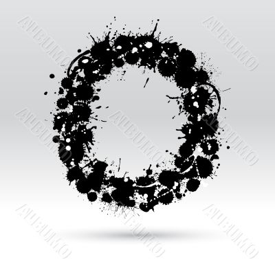 Letter O formed by inkblots