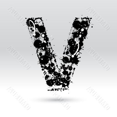 Letter V formed by inkblots