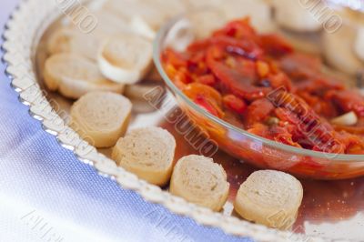 Sourdough Slices and Peppers on Tray