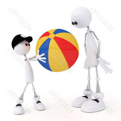The 3D little man with a ball.