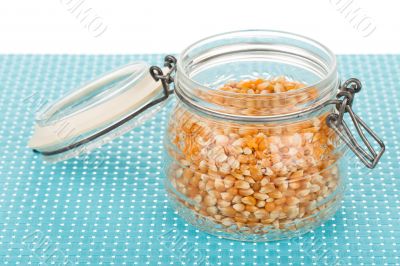 Corn seed in jar