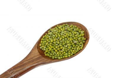 Green mung beans isolated on white background