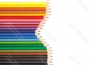 Colour pencils isolated and white background 