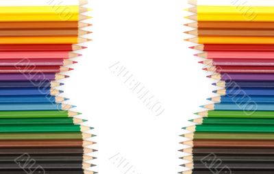 Colour pencils isolated and white background 