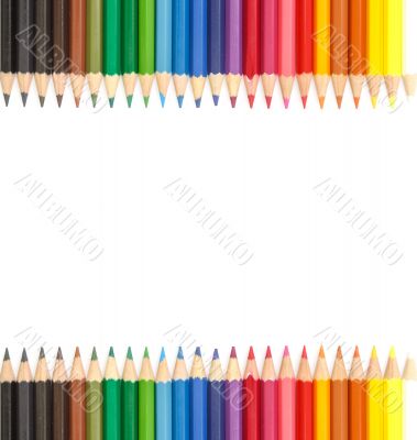 Colour pencils isolated and white background 