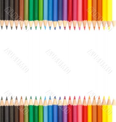 Colour pencils isolated and white background 