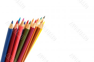 Colour pencils isolated and white background