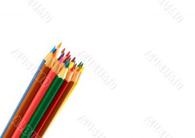 Colour pencils isolated and white background 