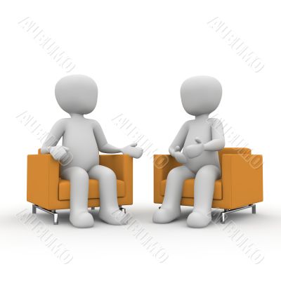 orange armchairs