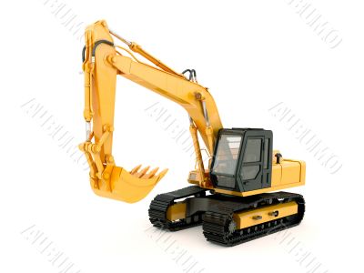 Excavator isolated with light shadow