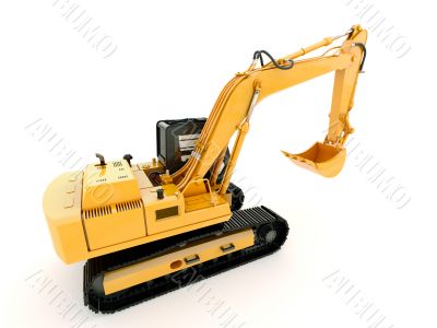 Excavator isolated with light shadow