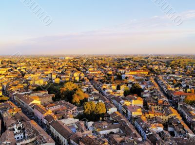 Cremona, view from cathedral tower, Lombardy, Italy