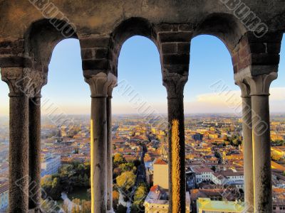 Cremona, view from cathedral tower, Lombardy, Italy