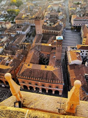 Cremona, view from cathedral tower, Lombardy, Italy
