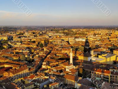 Cremona, view from cathedral tower, Lombardy, Italy