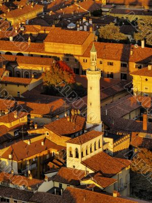 Cremona, view from cathedral tower, Lombardy, Italy