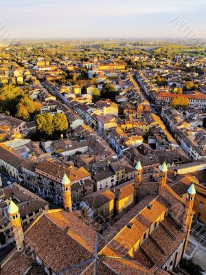 Cremona, view from cathedral tower, Lombardy, Italy