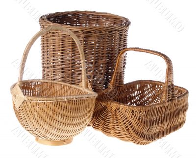 Wicker Baskets On White Background