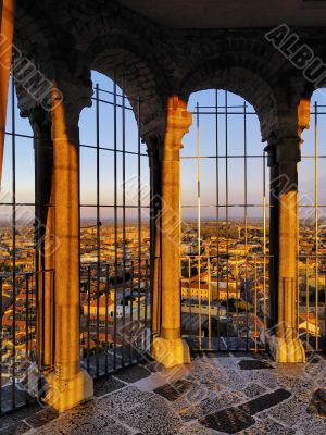 Cremona, view from cathedral tower, Lombardy, Italy