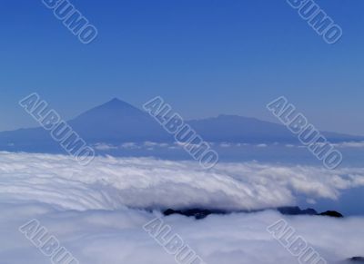 View of Teide from Mount of Garajonay on Gomera