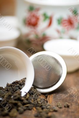 green chinese tea set