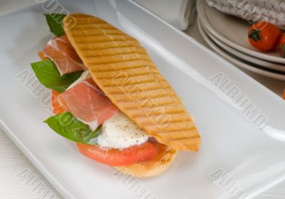panini caprese and parma ham