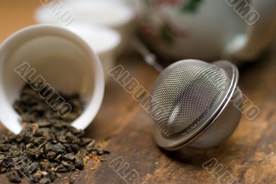 green chinese tea set