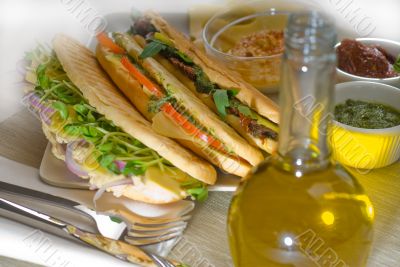 assorted panini sandwich