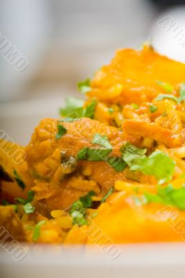 curry beef rice and potatoes