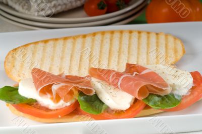 panini caprese and parma ham
