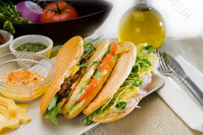 assorted panini sandwich