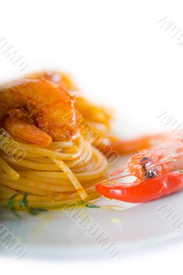 pasta and spicy shrimps