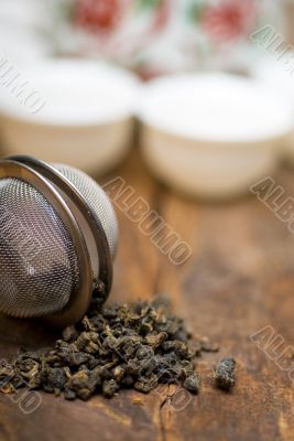 green chinese tea set