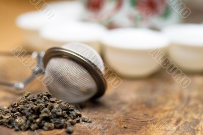 green chinese tea set