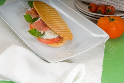 panini caprese and parma ham