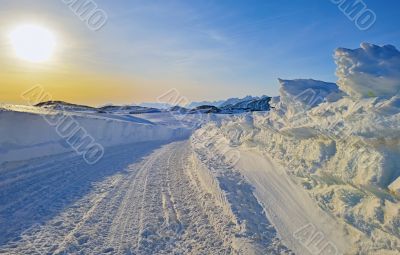 sunset landscape in greenland