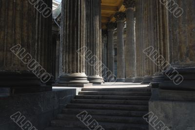Columns and stair of old cathedral