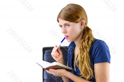 Woman preparing a list