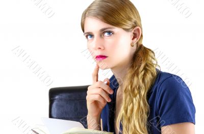 Woman preparing a list