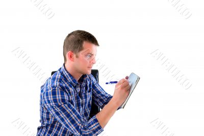 Man preparing a list