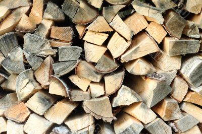Cooked dry firewood for the fireplace.