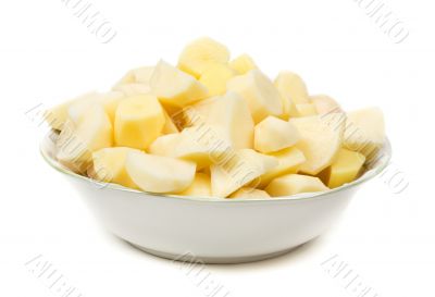 plate of peeled potatoes