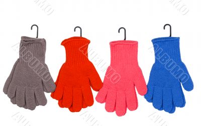 Four pairs of colorful gloves